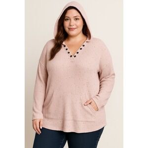 The Sweatshirt Project Women's Sweatshirt Mock Neck  XL Beige kangaroo Pocket